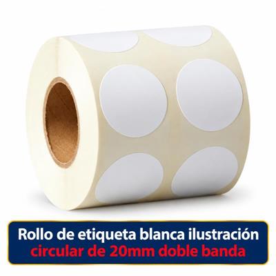 Rollo de etiqueta Ilustración Circular Blanca 20 Diametro (2B - B40 ROLLO x 1000)